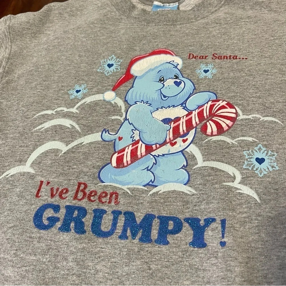 Care Bears Sweatshirt Dear Santa I’ve Been Grumpy Crewneck Size Medium - Picture 2 of 9